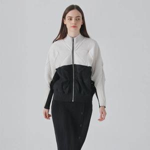 [요이츠] 컬러 블록 믹스 플리츠 집업 자켓_YK02WNPJP02