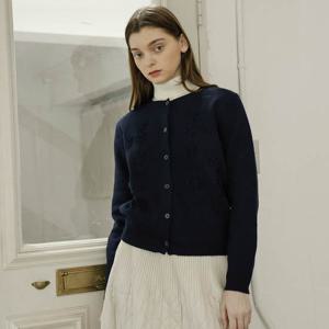 [요이츠] 플라워 자수 베이직 니트 가디건_YJ10WQKCD30