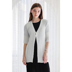 [요이츠] V넥 숄카라 버튼 반팔 플리츠 가디건_YJ05WRPCD01