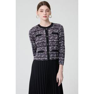 [요이츠] 트위드 프린트 라운드 플리츠 롱 원피스_YI02WNPOP02