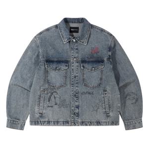 [지프]남여공용) 프린트 데님 청 자켓 점퍼 JR1JKU711