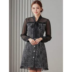 [예쎄][예쎄] 하객룩 쉬폰 트위드 배색 원피스(S6SOP002A)