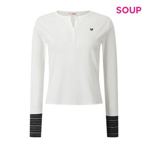 SOUP  하트 자수 헨리넥 긴팔 티셔츠 (S62TS21)
