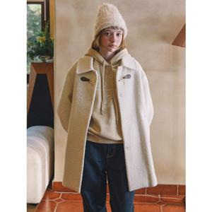 올리브데올리브 (OW5XHA58) 가죽 장식 부클 하프 코트