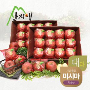 산지애 청송 사과 미시마 6kg (3kg*2박스, 총 16~24과)