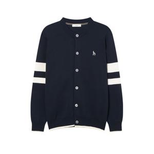 [TAG가 289000원]헤지스 남성 25SS 네이비 면 라운드 배색 가디건 HZSW5A203N2