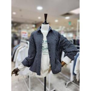 스테파니 세이브존08 레터링 체크셔츠 A24SH4311