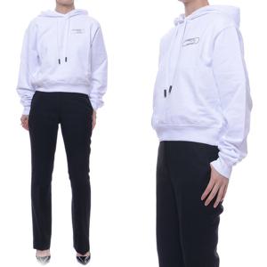 [오프화이트] 20FW 여성 클립 크롭 후드 티셔츠 (OWBB016E20FLE001_0110_20F)