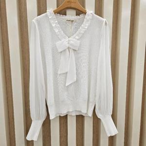 나인스텝 HC11 쉬폰리본골지니트블라우스 n24nw4118