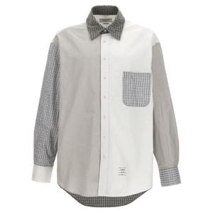 Thom Browne 로고 패치 패널 셔츠 MWL381FF0313 100 TP944640691