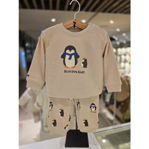 [블루독베이비] 25 FW(크림)펭귄 상하세트(45C7067205)등원 백일 돌 선물 유아 아가옷 조카 (45C7067205) c