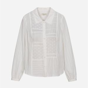 [써스데이아일랜드]소재 믹스 셔츠형 블라우스 T256MBL161W