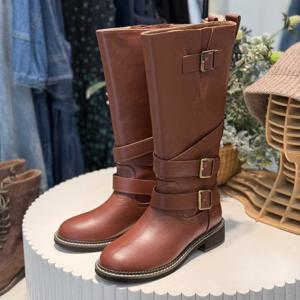 [써스데이아일랜드]소가죽 바이커 롱 부츠 t248mse231