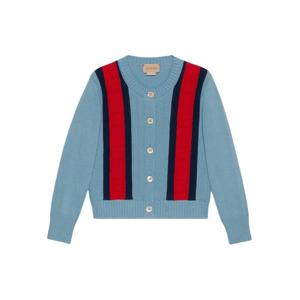 24SS 구찌 키즈 U넥 스트라이프 코튼 가디건(스카이) 772046 XKDUG 4711 8,10