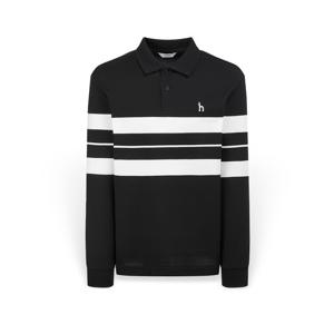 [헤지스] 남성 스트라이프 카라 긴팔티셔츠 HZTS6A204BK