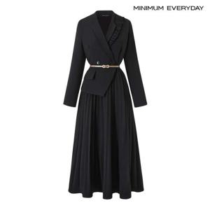[미니멈][미니멈 에브리데이]페미닌 라인 자켓 레이어드 플리츠 롱 원피스 (EC1OW001D)