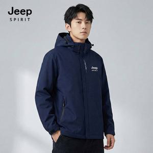 [지프]JEEP SPIRIT 공용 기능성 후드 바람막이 네이비 (JSFAJK31