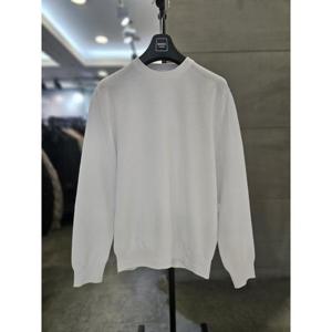 바쏘옴므 세이브존03 바쏘옴므 25S/S 화이트 면 혼방 라운드넥 니트웨어 WSAGZ1WR14AWHA