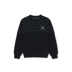 MLB긴팔티 JQT 3AMTM0951-50BKS 다이아 모노그램 자카드 톤톤 배색 맨투맨 뉴욕양키스
