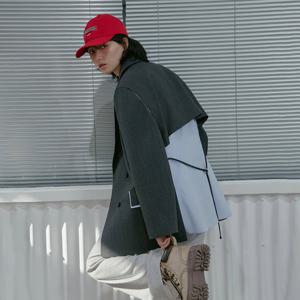 [랩]스트라이프 셔츠 배색 박시 자켓(AS1WJ266)