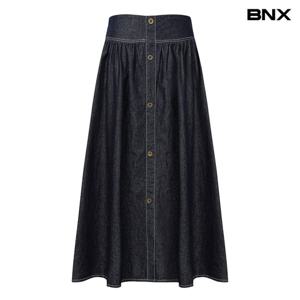 [BNX] 데님 플레어 스티치 셔링 스커트 (BY1SK005L0)