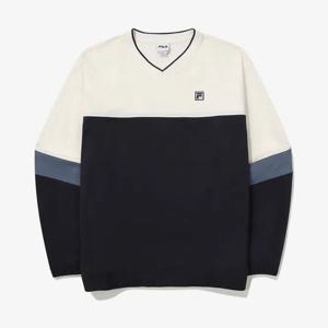 [휠라(프리미엄)]컬러블럭 브이넥 우븐 맨투맨 FS2POG3104XSWH