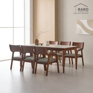 라로퍼니처 디바인 1900 연그레이 포세린 통 세라믹 6인 식탁 세트 (식탁+의자6)