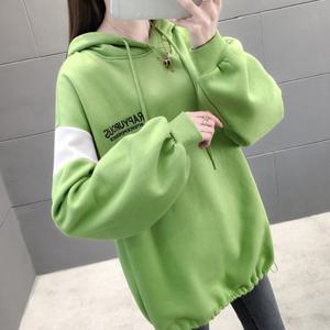 나바바 / NT1225 레터링 밑단 스트링 긴팔 기모 후드티