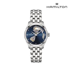 [해밀턴]H32215141 재즈마스터 오픈 하트 레이디 36mm 블루 메탈 여성 시계