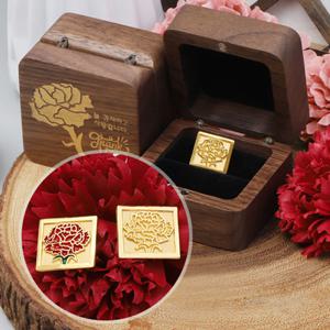 [골드모아] 순금 카네이션 뱃지[스퀘어] 원목함 1.87g 24K 추석 부모님 은사님선물