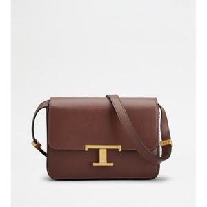 토즈 브라운 컬러 플랩 클로저 T 미니 숄더백 XBWTTTC0100ROR S
