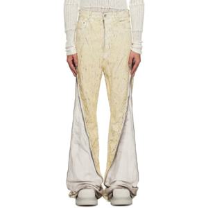 릭오웬스 청바지 오프 화이트 할리우드 볼란 바나나 데님 진 251232M186023