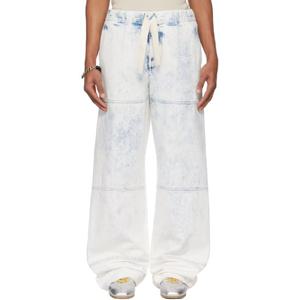 드리스반노튼 청바지 화이트   블루 드로우스트링 데님 진 251358M186000