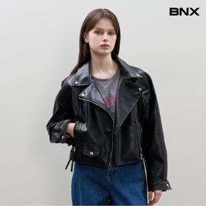 [BNX] 레더 카라 크롭 집업자켓 (BX3JK009L0)