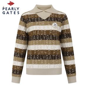 [파리게이츠] 여성 로고 스트라이프 데빌 브로치 카라 니트_521E4SR304_BG