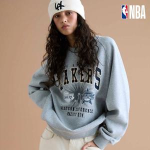 [엔비에이]남녀공용 커플 오버핏 기모 맨투맨 254TS043그레이