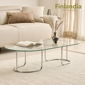 핀란디아 디아노 1200 타원형 강화유리 거실 소파 테이블
