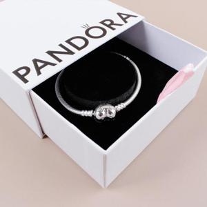 판도라 모먼트 하트 클래습 스네이크 체인 실버 팔찌 590719 케이스포함