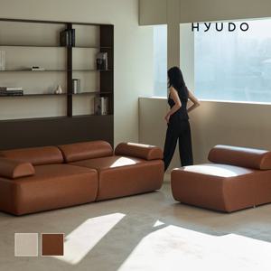 휴도 이상의 동백 2280 무빙 틸팅 모듈 쇼파 브라운 가죽 소파 3인+스툴