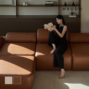 휴도 이상의 동백 3100 무빙 틸팅 모듈 쇼파 브라운 가죽 소파 4인+스툴