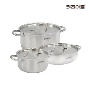 키친아트 그랑제 인덕션용냄비 통3중 304스텐 냄비세트 3종E 양18+24+전24