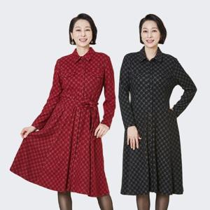 [마담엘레강스]다이아그램 기모 원피스 K233OP01