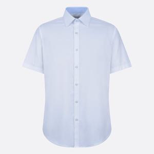 예작 면혼방 트윌 카라배색 슬림핏 반팔셔츠 화이트 YJ3MIS420WH