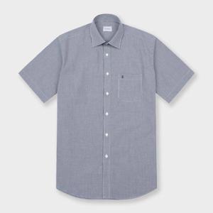 코튼폴리 미니 윈도우 체크 반팔 셔츠 네이비 YJ4MBR924NY