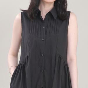 애비뉴투지 엄마옷 핀턱 카라 셔링 여름 민소매 원피스 K08432