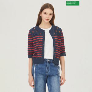 베네통 물결 니트 가디건 BAKC06341_NY