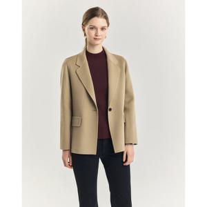 헤지스 여성 24FW 클리어런스캐시미어 라이트베이지 핸드메이드 자켓형 숏 코트 HSCO4D902I1