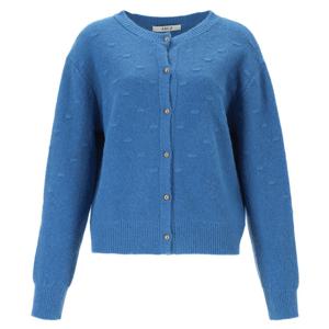 [에이비에프지]골드 단추 포인트 라운드넥 니트 가디건 APZ1HY35A