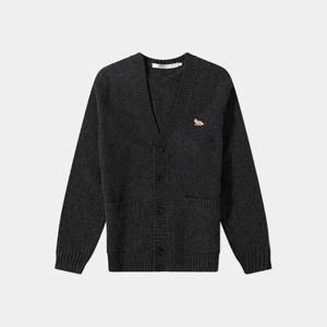 메종키츠네 남성 베이비 폭스 브이넥 가디건 멜란지 다크그레이 HM00501KT1006 H170