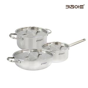 키친아트 그랑제 인덕션용냄비 통3중 304스텐 냄비세트 3종B 편16+양18+전24